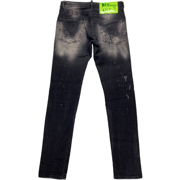 Dsquared2 Dan Caten Distressed Paint Splatter Cool Guy Jeans Black Men's 31x32 - Picture 2 of 9